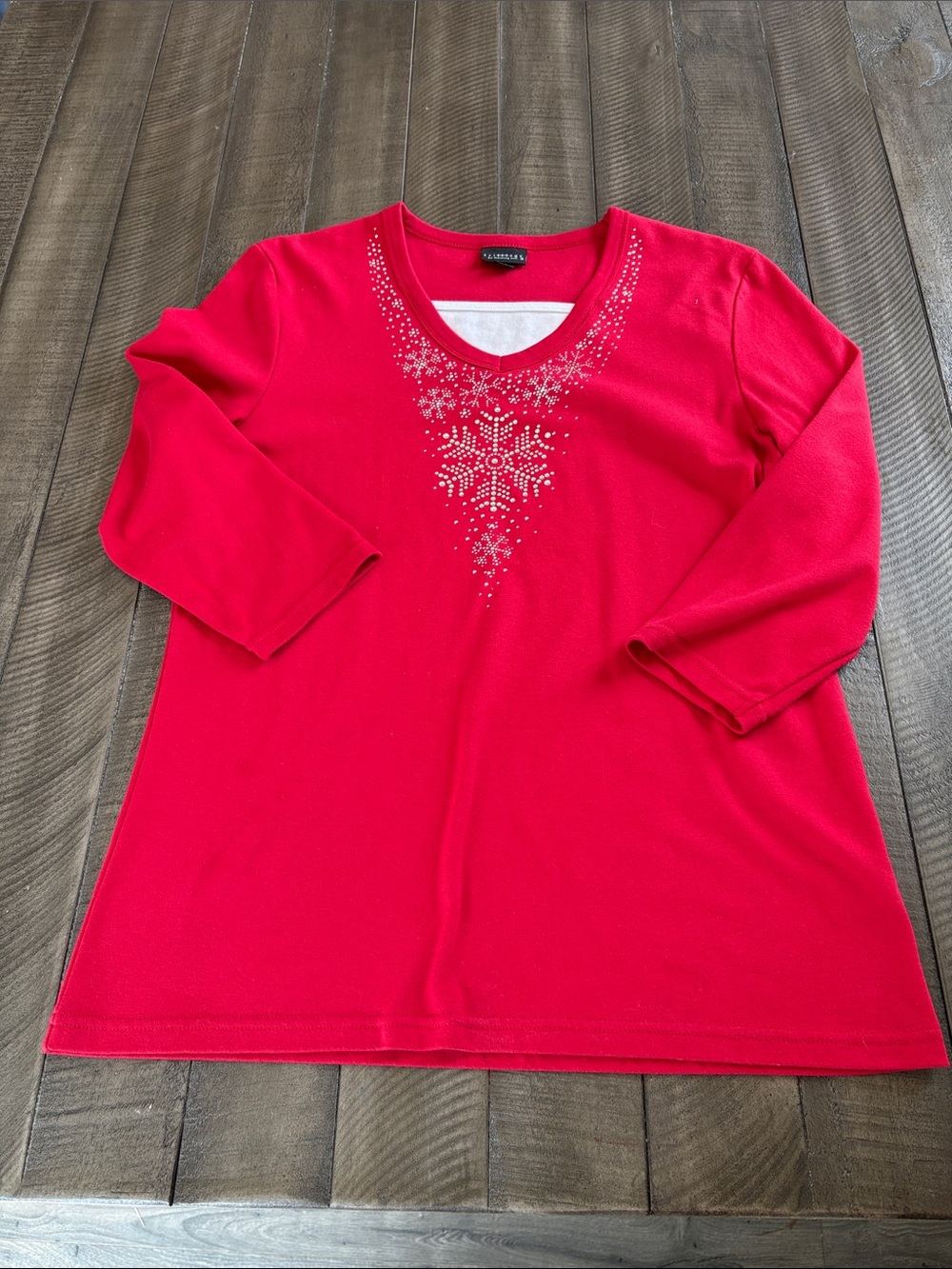 Charter Club Red Embellished Scoop Neck Women's Top